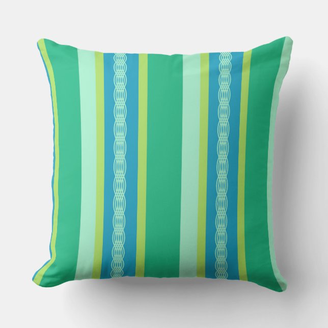 Mid-Century awning stripe - jade green Buitenkussen (Voorkant)