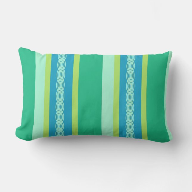 Mid-Century awning stripe - jade green Buitenkussen (Voorkant)