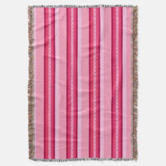 Mid-Century awning stripe - roze en wijn Deken (Voorkant Verticaal)