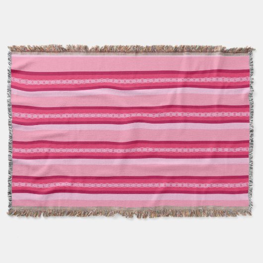 Mid-Century awning stripe - roze en wijn Deken (Voorkant)