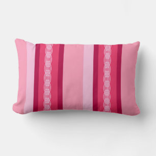 Mid-Century awning stripe - roze en wijn Kussen