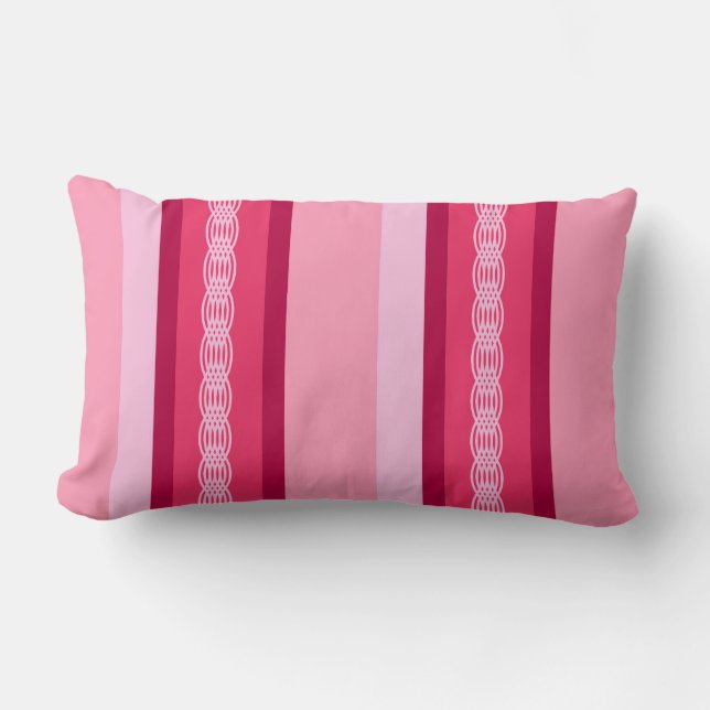 Mid-Century awning stripe - roze en wijn Kussen (Voorkant)
