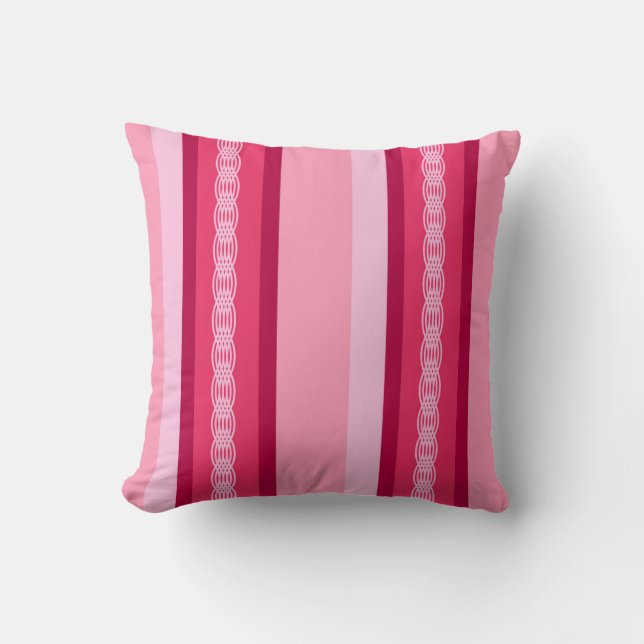 Mid-Century awning stripe - roze en wijn Kussen (Voorkant)