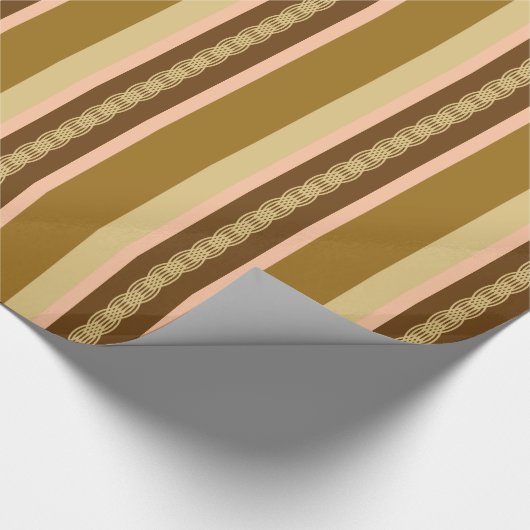 Mid-Century awning stripe - tan en perziken Cadeaupapier (Hoek)