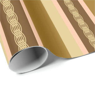 Mid-Century awning stripe - tan en perziken Cadeaupapier