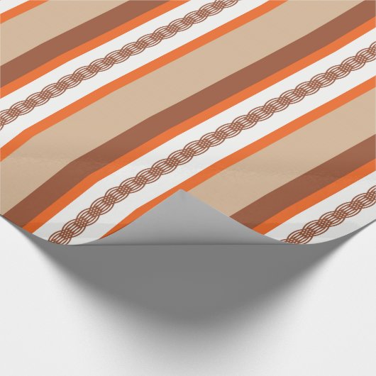 Mid-Century awning stripe - taupe en koraal Cadeaupapier (Hoek)