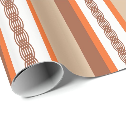 Mid-Century awning stripe - taupe en koraal Cadeaupapier (Rol Hoek)