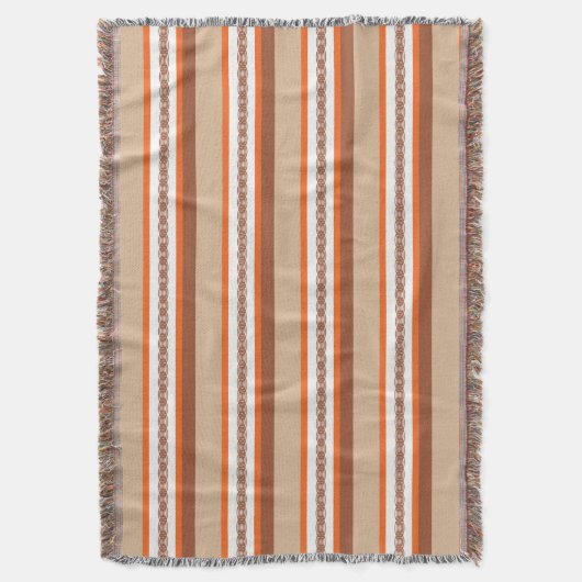 Mid-Century awning stripe - taupe en koraal Deken (Voorkant Verticaal)