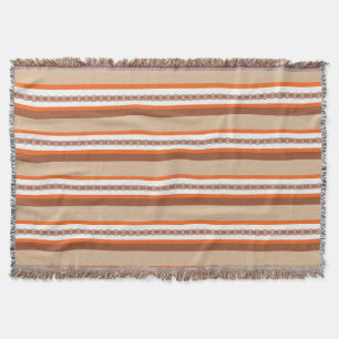 Mid-Century awning stripe - taupe en koraal Deken