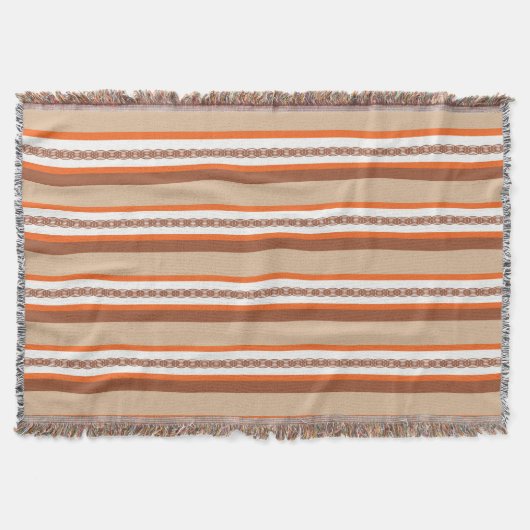 Mid-Century awning stripe - taupe en koraal Deken (Voorkant)