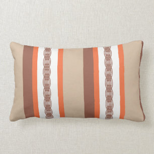 Mid-Century awning stripe - taupe en koraal Kussen