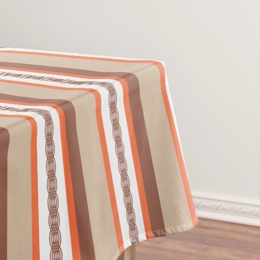 Mid-Century awning stripe - taupe en koraal Tafelkleed (Voorbeeld)