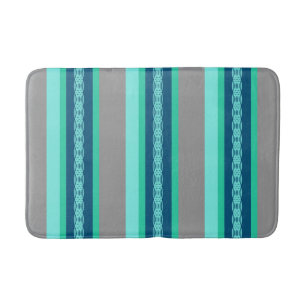 Mid-Century Awning Stripe, Turquoise en Grey Badmat