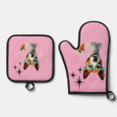 Mid-Century Basenji Dog Ovenwant & Pannenlap Set (Voorkant)