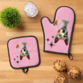 Mid-Century Basenji Dog Ovenwant & Pannenlap Set (Top down)