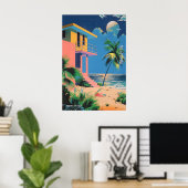 Mid-Century Beach House Art Print Japanese (Thuiskantoor)