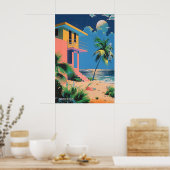 Mid-Century Beach House Art Print Japanese (Keuken)