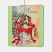  Mid Century Beauful Baby Boston Terrier Keramisch Ornament (Links)