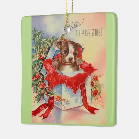  Mid Century Beauful Baby Boston Terrier Keramisch Ornament (Links)