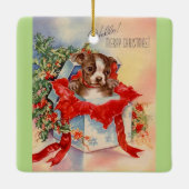  Mid Century Beauful Baby Boston Terrier Keramisch Ornament (Achterkant)