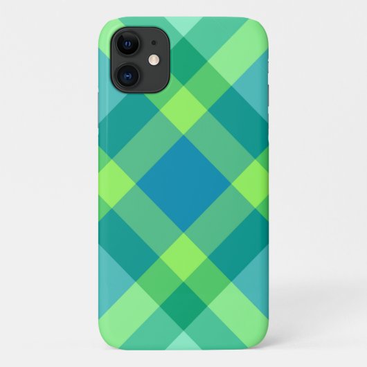 Mid-Century Bias Plaid, Jade Groen & Turkoois Case-Mate iPhone Case (Achterkant)