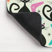 Mid Century Black Atomic Cats with Boomerangs Muismat (Hoek)