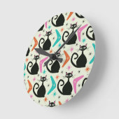 Mid Century Black Atomic Cats with Boomerangs Ronde Klok (Hoek)