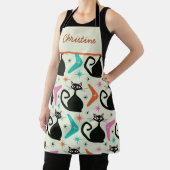 Mid Century Black Atomic Cats with Boomerangs Schort (Insitu)