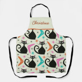 Mid Century Black Atomic Cats with Boomerangs Schort (Voorkant)