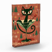 Mid Century Black Cat Merry Martini Christmas Fotoblokken (Links)