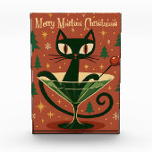 Mid Century Black Cat Merry Martini Christmas Fotoblokken (Voorkant)