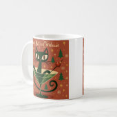 Mid Century Black Cat Merry Martini Christmas Koffiemok (Voorkant links)