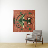 Mid Century Black Cat Merry Martini Christmas Wandkleed (In Situ (horizontaal))