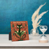 Mid Century Black Cat Merry Martini Kerstmis Fotoplaat (Insitu)
