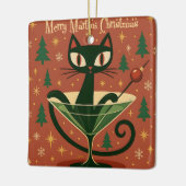 Mid Century Black Cat Merry Martini Kerstmis Keramisch Ornament (Links)