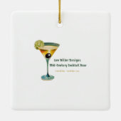 Mid Century Black Cat Merry Martini Kerstmis Keramisch Ornament (Achterkant)