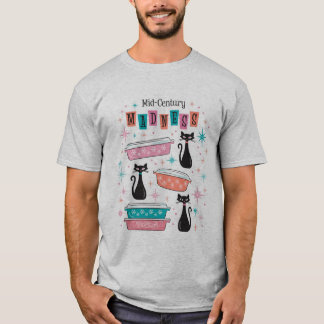 Mid-Century Black Cats Pyrex Mannen T-shirt