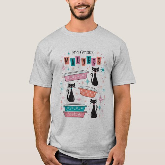 Mid-Century Black Cats Pyrex Mannen T-shirt (Voorkant)