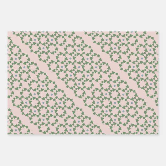  Mid Century Blush Roze, Sage & Blauw Inpakpapier Vel (Voorkant 3)