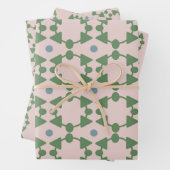  Mid Century Blush Roze, Sage & Blauw Inpakpapier Vel (In situ)