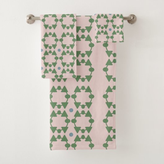 Mid Century Blush roze, salie & blauw Bad Handdoek (Insitu)