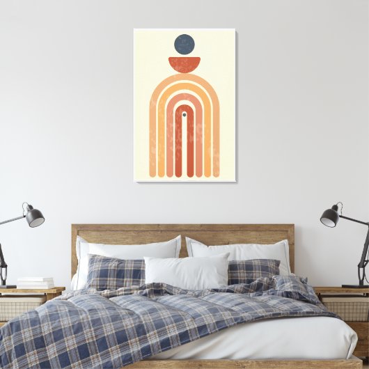 Mid Century Boho Art, met grote afwerking Canvas Afdruk (Insitu (Slaapkamer))