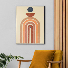 Mid Century Boho Art, met grote afwerking Canvas Afdruk
