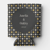 Mid Century Bold Zwart Goud Bloemen Bruiloft Custo Blikjeskoeler (Voorkant)