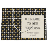 Mid Century Bold Zwart Goud Bloemen Bruiloft Welko Groot Cadeauzakje (Voorkant)