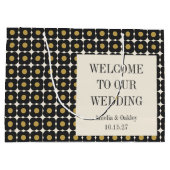 Mid Century Bold Zwart Goud Bloemen Bruiloft Welko Groot Cadeauzakje (Achterkant)