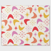 Mid Century Boomerang met kleurrijke Atomic Stars Cadeaupapier (Vlak)