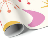 Mid Century Boomerang met kleurrijke Atomic Stars Cadeaupapier (Rol Hoek)