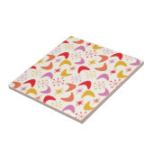 Mid Century Boomerang met kleurrijke Starbursts Tegeltje (Zijkant)