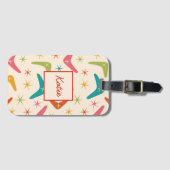 Mid Century Boomerang met Retro starbursts Custom Bagagelabel (Voorkant (horizontaal))
